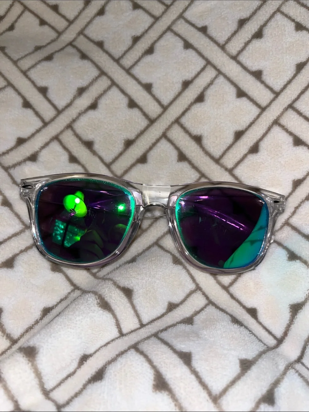 Kids Clear Frame Sunglasses with Blue-Green Mirrored Lenses